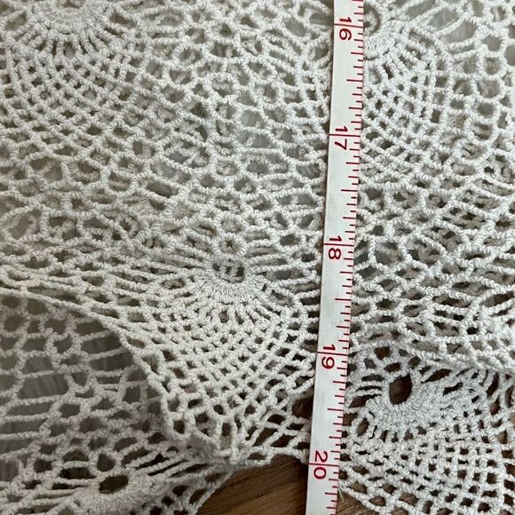 Anthropologie Sparrow Cream Summer Scalloped Crochet Poncho Top XS - Picture 7 of 10